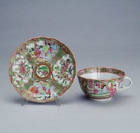 藏品(廣彩開光人物花鳥杯及碟)的圖片