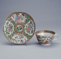 藏品(廣彩開光人物花鳥杯及碟)的圖片