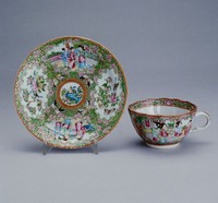 藏品(廣彩開光人物花鳥杯及碟)的圖片