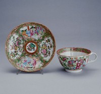 藏品(廣彩開光人物花鳥杯及碟)的圖片