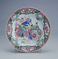 藏品(粉彩春遊人物瓷盤)的圖片