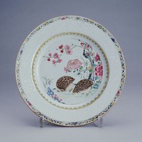 藏品(粉彩雙鵪鶉瓷盤)的圖片