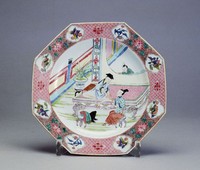 藏品(粉彩閨趣八角盤)的圖片