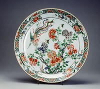 藏品(粉彩鳳凰牡丹瓷盤)的圖片