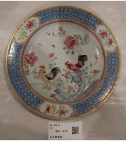 藏品(粉彩雙雞盤)的圖片