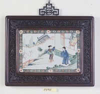 藏品(西廂記彩繪瓷方掛屏(鬧簡))的圖片