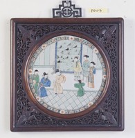 藏品(西廂記彩繪瓷圓形掛屏(赴京))的圖片