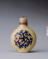 藏品(銅胎黃地畫藍紅琺瑯鼻煙壺)的圖片