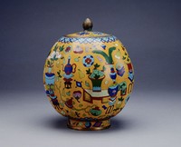 藏品(掐絲琺瑯博古圖瓜形蓋罐)的圖片