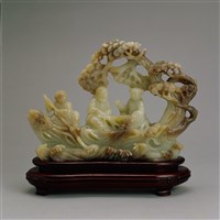 藏品(青玉雕樹根船)的圖片