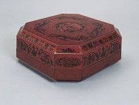 藏品(紅地黑漆龍紋八角形方盒)的圖片