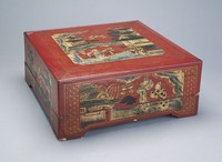 藏品(朱地彩漆山水人物方盒)的圖片
