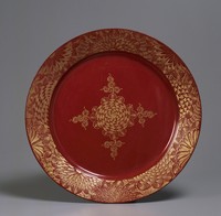 藏品(紅地沈金花紋盤)的圖片