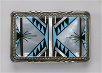 藏品(銀嵌土耳其石、貝殼帶首(幾何形))的圖片