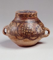 藏品(馬廠六大圈黑白方格紋雙耳罐)的圖片