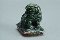 藏品(清獅紐藍釉陶印)的圖片