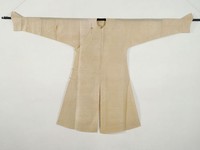藏品(糙米色麻紗馬蹄袖單長袍)的圖片