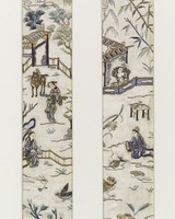 藏品(白緞彩繡人物花鳥)的圖片