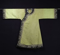 藏品(秋香綠色團花雙滾邊旗袍)的圖片