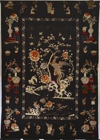 藏品(黑地繡孔雀牡丹圖壽幛)的圖片