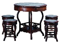 藏品(嵌雲石雙圈帶托圓桌及凳組)的圖片
