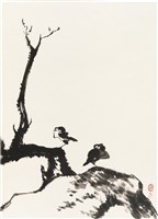 藏品(劉辰旦創作之《枯樹雙鳥》)的圖片