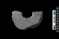 藏品(石環製作材料-中央帶啄孔打製圓板殘件)的圖片