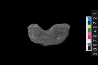 藏品(石環製作材料-中央帶小啄孔打製圓板殘件)的圖片