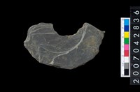 藏品(石環製作材料-中央帶啄孔與旋截痕打製圓板殘件)的圖片