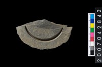 藏品(石環製作材料-中央帶旋截痕打製圓板殘件)的圖片