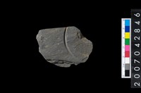 藏品(石環製作材料-中央帶旋截痕打製圓板殘件)的圖片