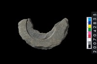 藏品(石環製作材料-中央帶啄孔與旋截痕打製圓板殘件)的圖片