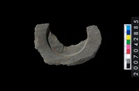 藏品(石環製作材料-中央帶啄孔與旋截痕打製圓板殘件)的圖片