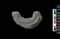 藏品(石環製作材料-中央帶啄孔與旋截痕打製圓板殘件)的圖片