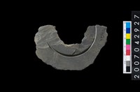 藏品(石環製作材料-中央帶啄孔與旋截痕打製圓板殘件)的圖片