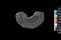 藏品(石環製作材料-中央帶啄孔與旋截痕打製圓板殘件)的圖片