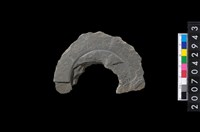 藏品(石環製作材料-中央帶啄孔與旋截痕打製圓板殘件)的圖片