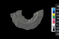 藏品(石環製作材料-中央帶啄孔與旋截痕打製圓板殘件)的圖片