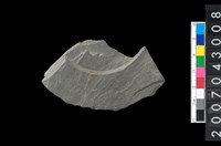 藏品(石環製作材料-中央帶啄孔與旋截痕打製圓板殘件)的圖片