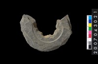 藏品(石環製作材料－中央帶啄孔與旋截痕打製圓板殘件)的圖片