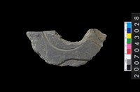 藏品(石環製作材料－中央帶啄孔與旋截痕打製圓板殘件)的圖片