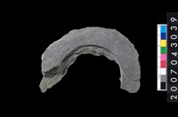 藏品(石環製作材料-中央帶啄孔與旋截痕打製圓板殘件)的圖片