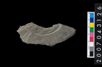 藏品(石環製作材料-中央帶啄孔與旋截痕打製圓板殘件)的圖片