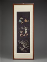 藏品(黑地盤金彩繡清供圖)的圖片