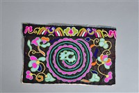 藏品(黑地卷龍花鳥紋衣袖繡片)的圖片