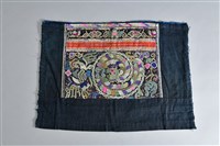 藏品(黑地卷龍花鳥紋衣袖繡片)的圖片