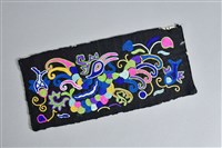 藏品(黑地魚鳥紋衣袖繡片)的圖片