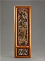 藏品(博古瓶花麒麟雕刻堵(荷花))的圖片