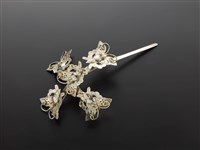 藏品(銀泡頭面-十字型蝶紋簪)的圖片