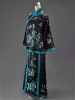 藏品(黑地藍白繡花鳥紋裙襖)的圖片